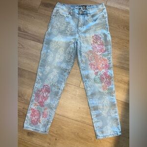 DG2 by Diane Gilman Light Blue Floral Women Jeans